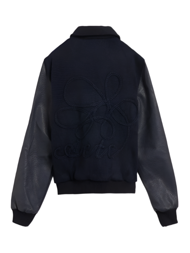 Embroidered Flower Varsity Jacket