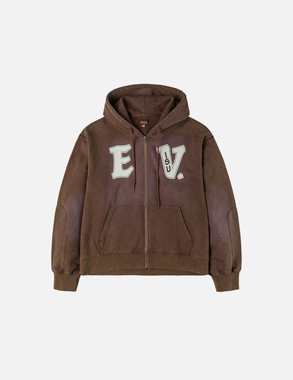 Heavy Weight Washed Ev Hoodie Brown