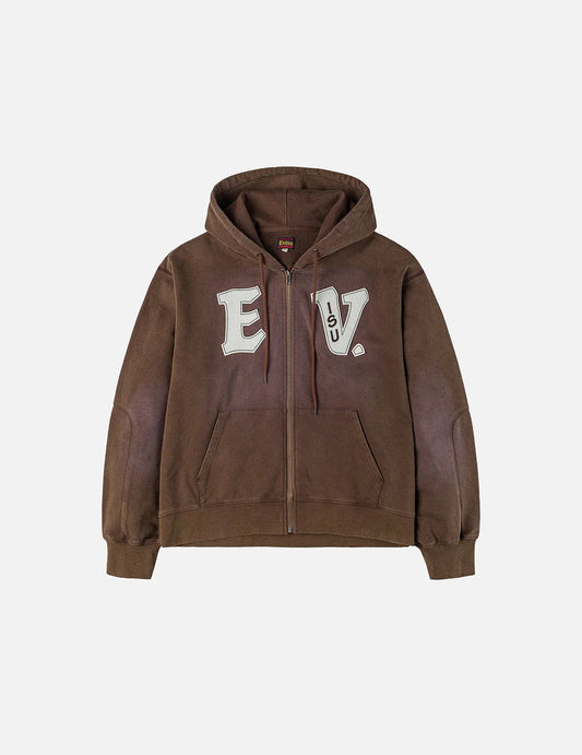 Heavy Weight Washed Ev Hoodie Brown