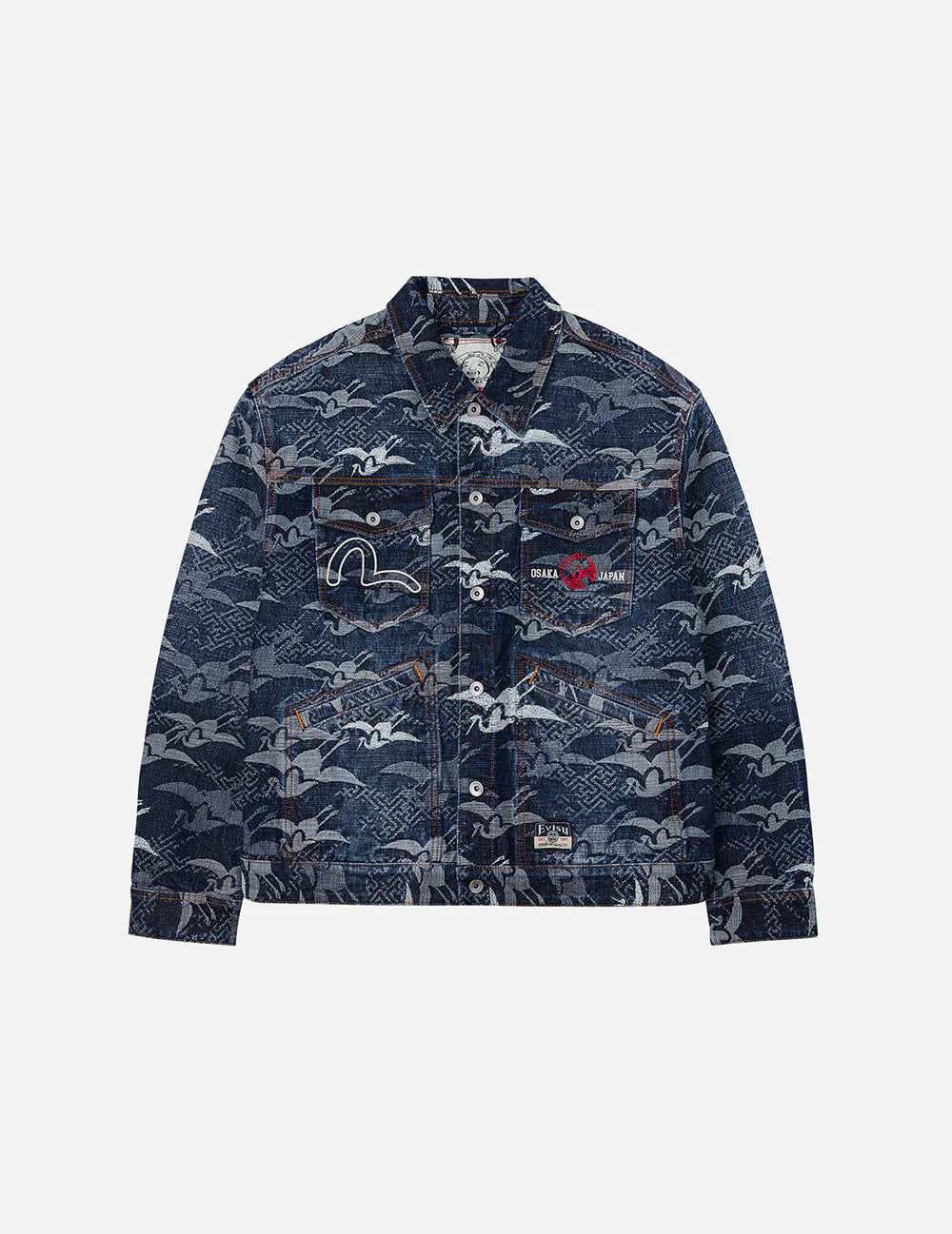 Crane Seagull Jacquard Denim Jacket