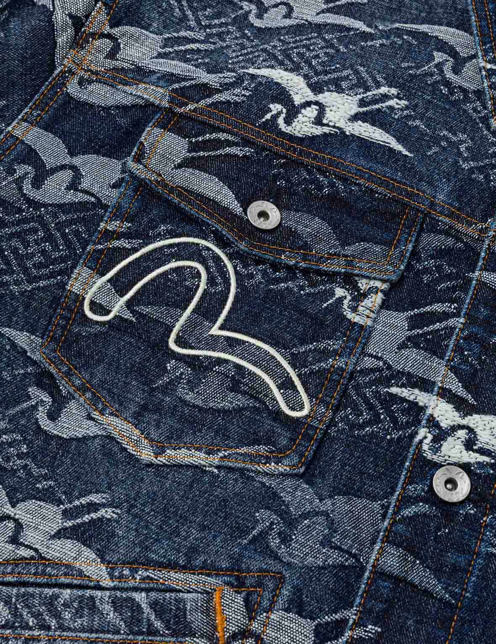 Crane Seagull Jacquard Denim Jacket