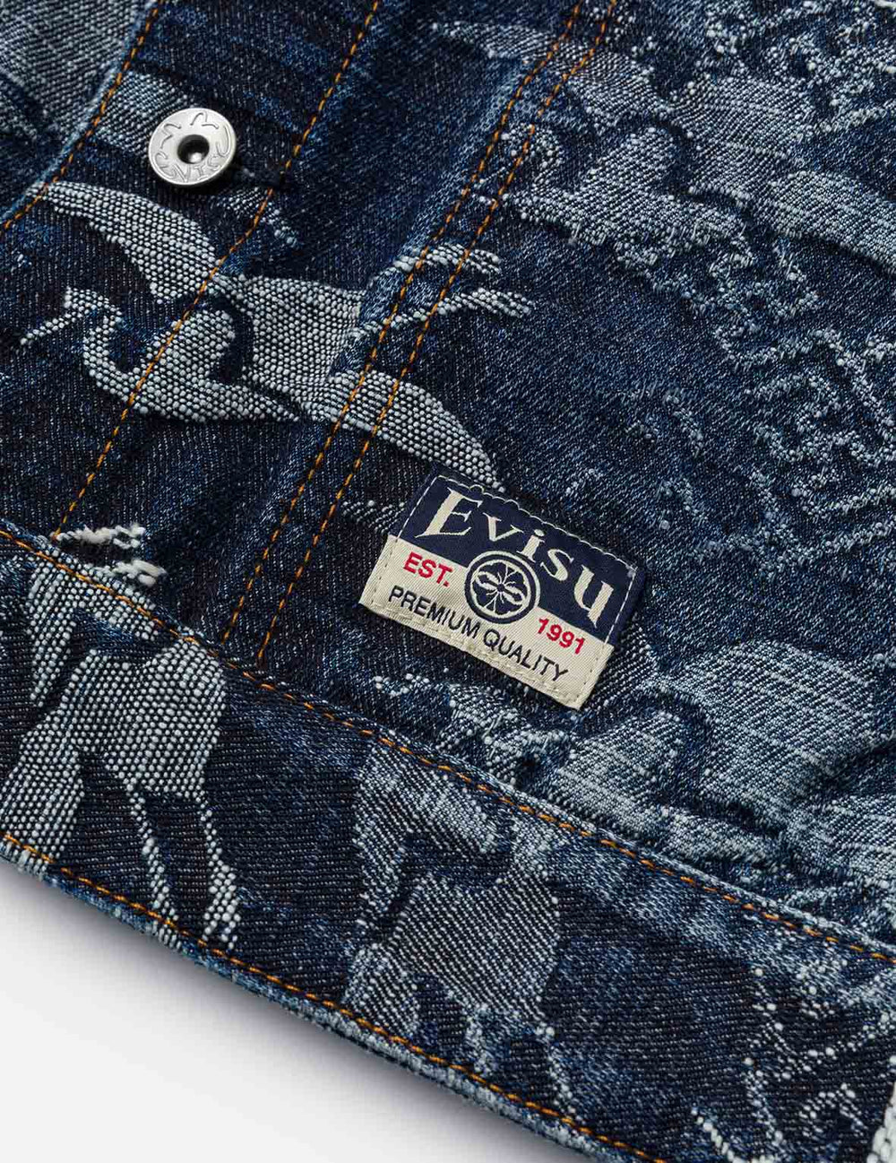 Crane Seagull Jacquard Denim Jacket